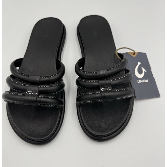 OluKai Shoes - Olukai Women's Tiare Slide,Sandal Slipper Black Leather , Size 8